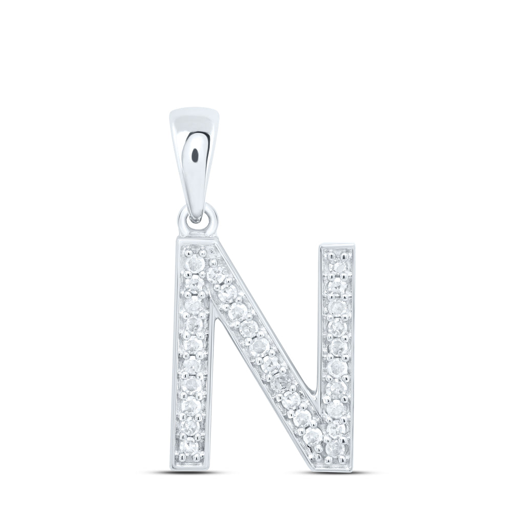 10kt Yellow Or White Gold Natural Diamond Initial Pendant