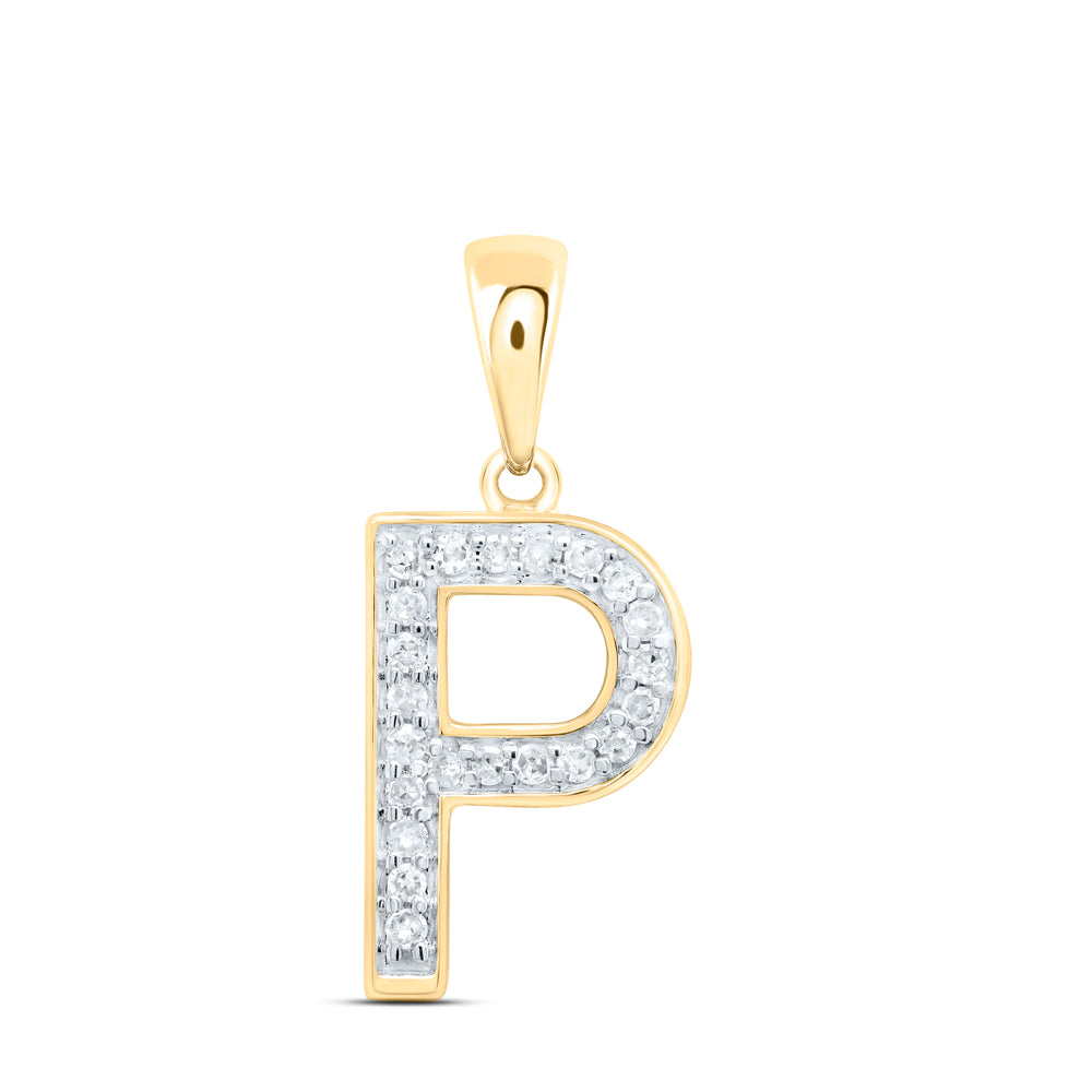 10kt Yellow Or White Gold Natural Diamond Initial Pendant