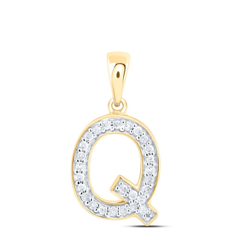 10kt Yellow Or White Gold Natural Diamond Initial Pendant