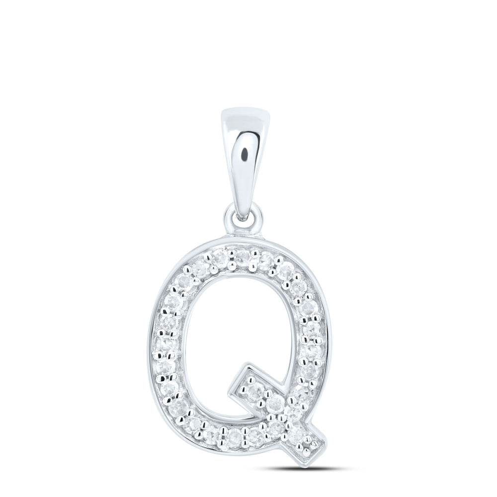 10kt Yellow Or White Gold Natural Diamond Initial Pendant