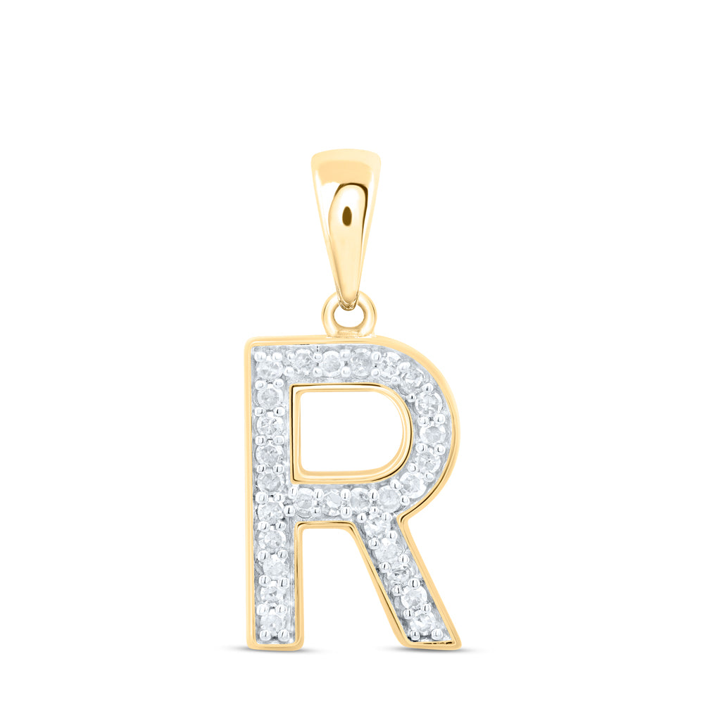 10kt Yellow Or White Gold Natural Diamond Initial Pendant