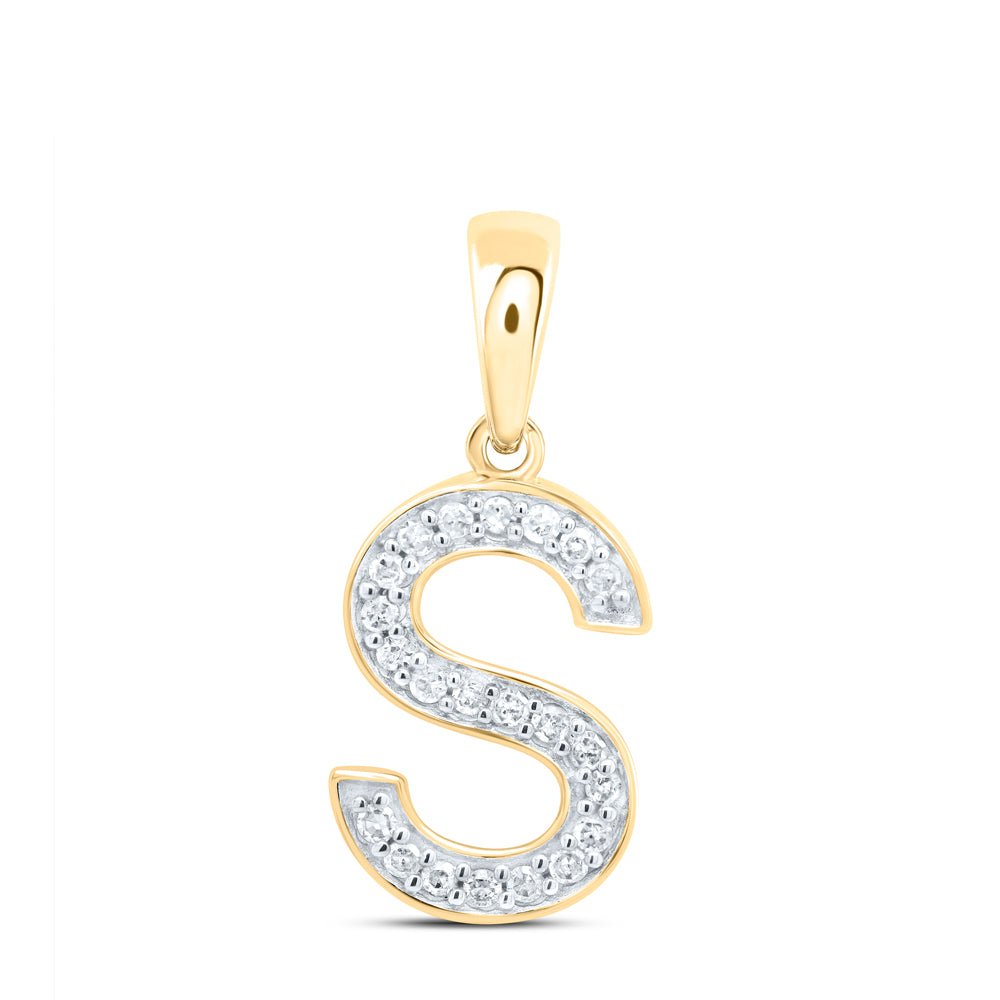 10kt Yellow Or White Gold Natural Diamond Initial Pendant