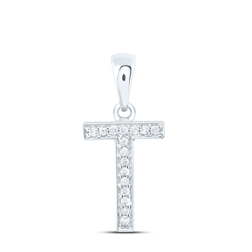10kt Yellow Or White Gold Natural Diamond Initial Pendant