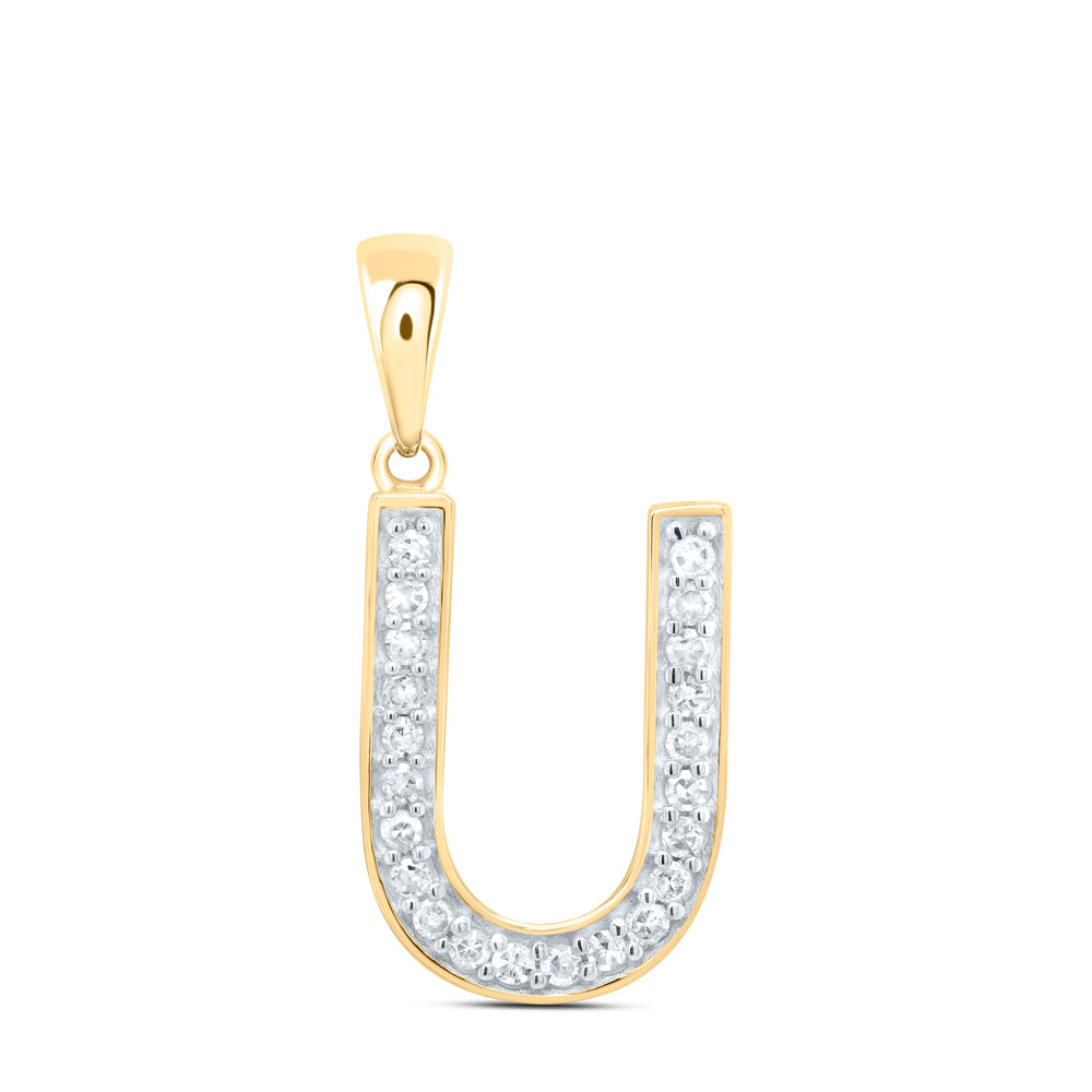 10kt Yellow Or White Gold Natural Diamond Initial Pendant