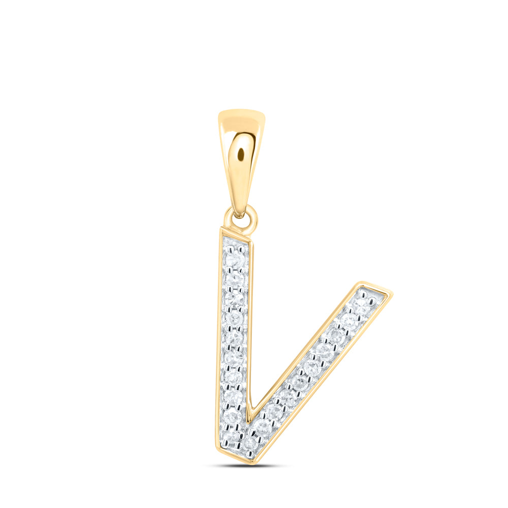 10kt Yellow Or White Gold Natural Diamond Initial Pendant