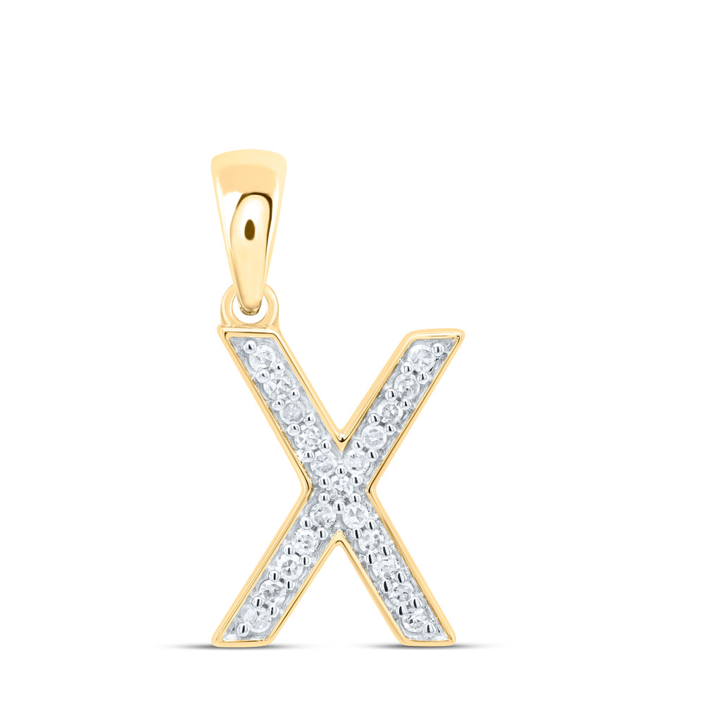10kt Yellow Or White Gold Natural Diamond Initial Pendant
