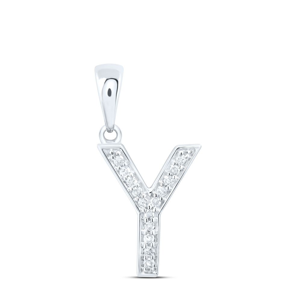 10kt Yellow Or White Gold Natural Diamond Initial Pendant