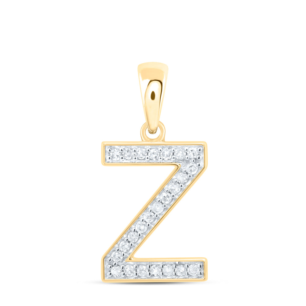 10kt Yellow Or White Gold Natural Diamond Initial Pendant