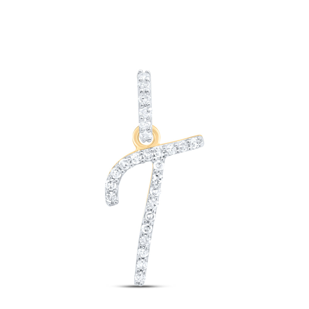 10kt Yellow Or White Gold Natural Diamond Initial Pendant