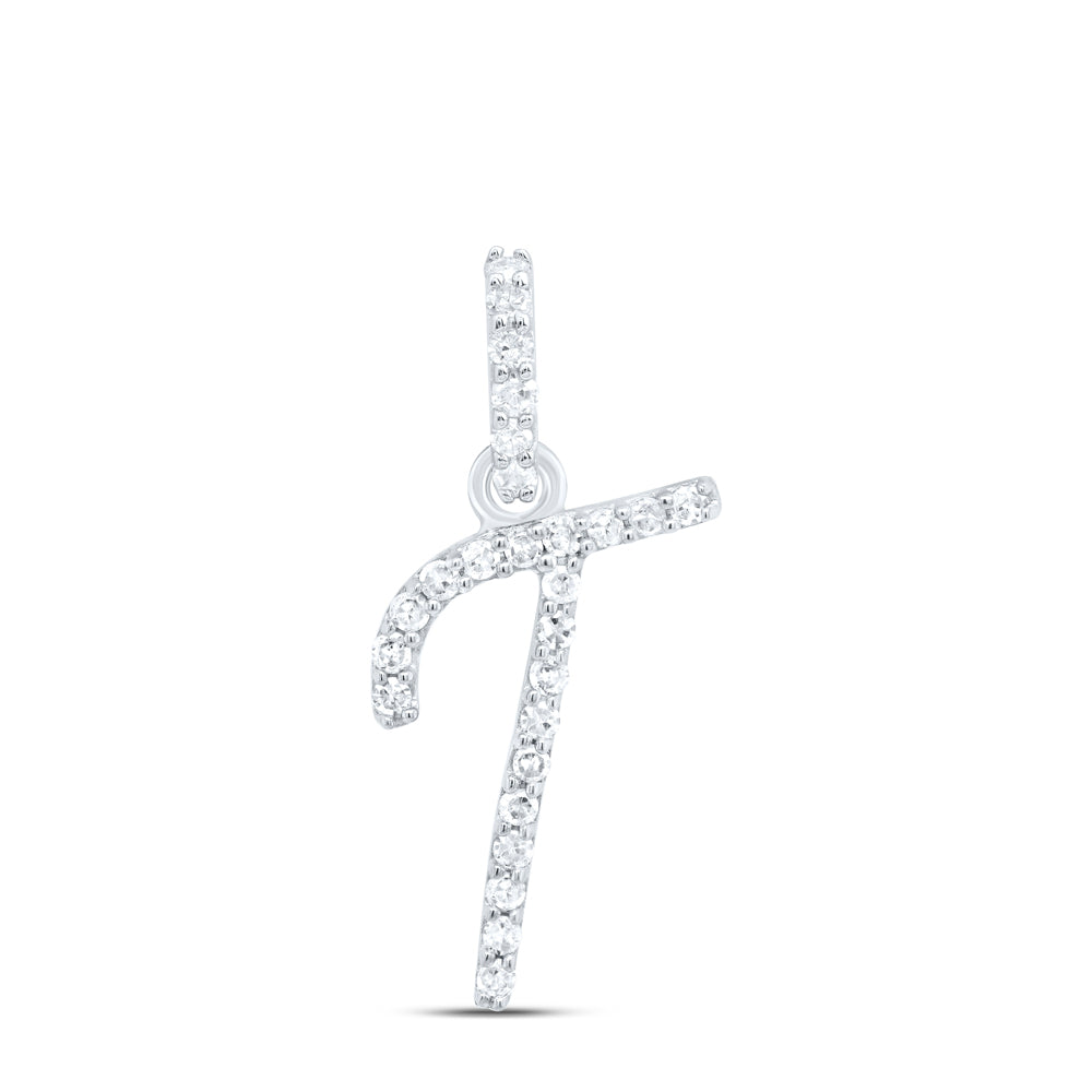 10kt Yellow Or White Gold Natural Diamond Initial Pendant