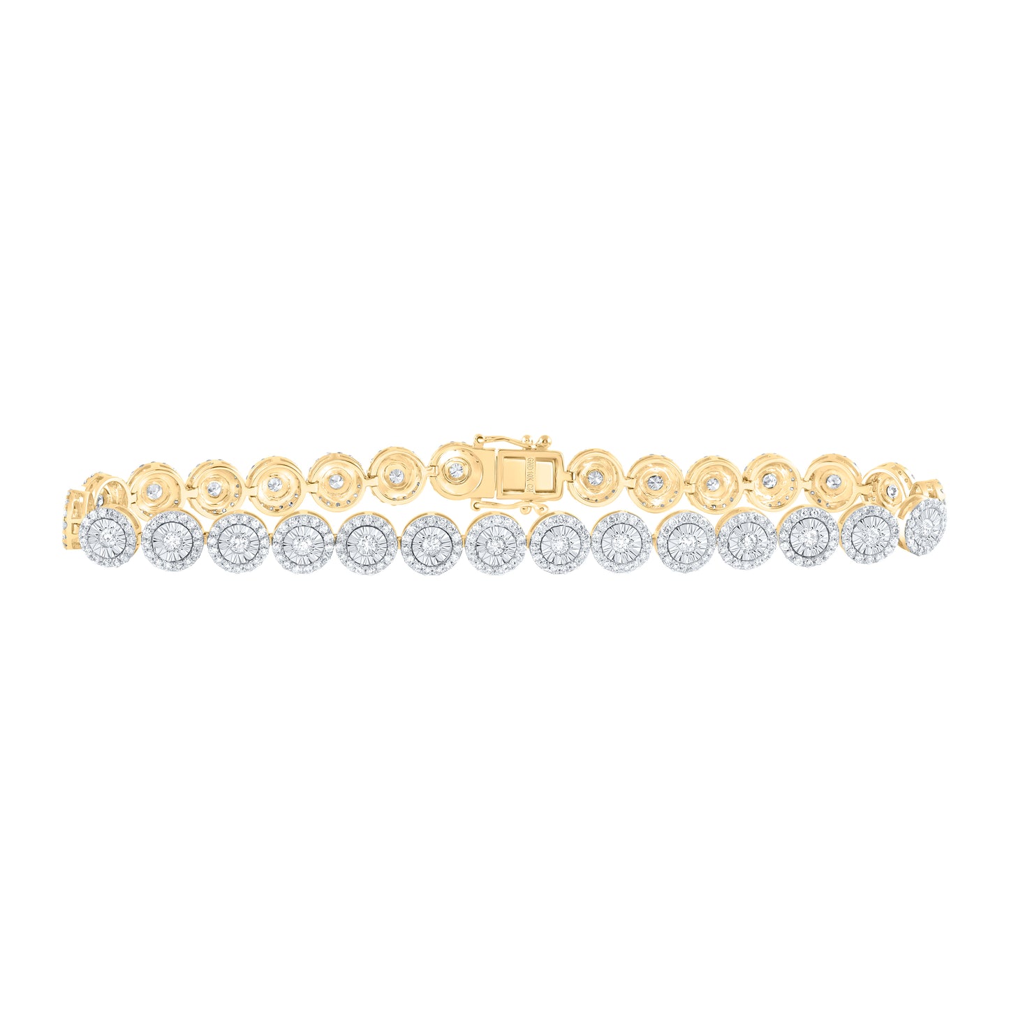 10kt Yellow Gold 4 Cttw Natural Diamond Fashion Men's Round Bracelet, Length: 8.5 Inch