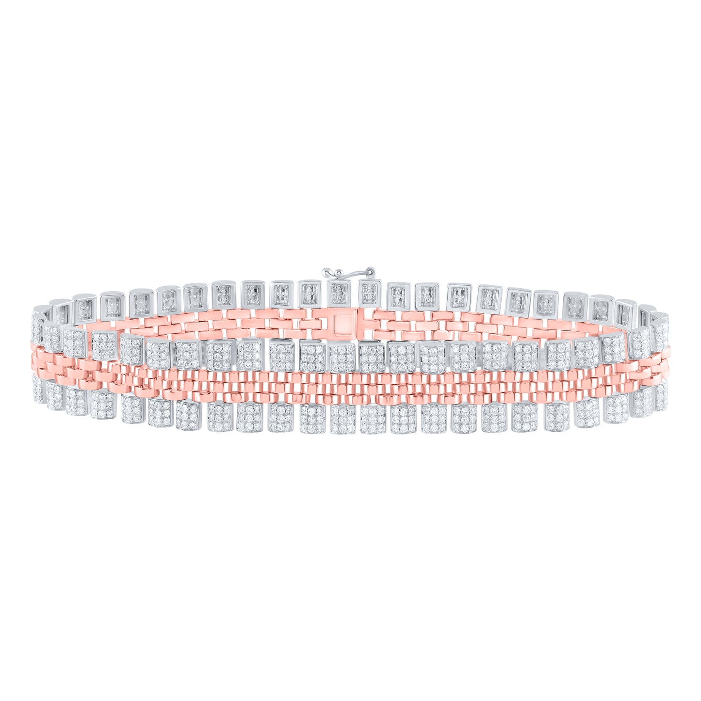 10kt White Gold 6 1/4 Cttw Natural Diamond Mens Bracelet, Length: 8.5 Inch