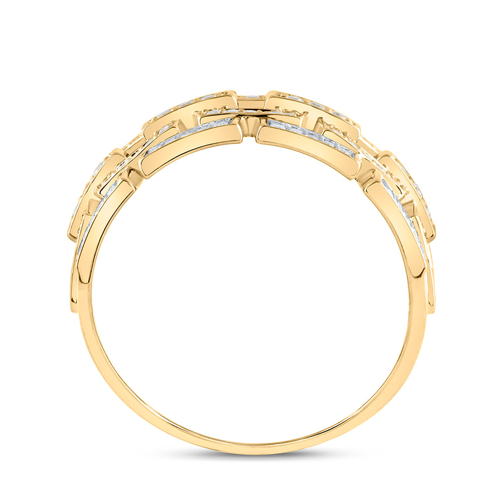 10kt Yellow Gold 1 1/5 Cttw Natural Diamond Mens Ring, Men Size: 8-12