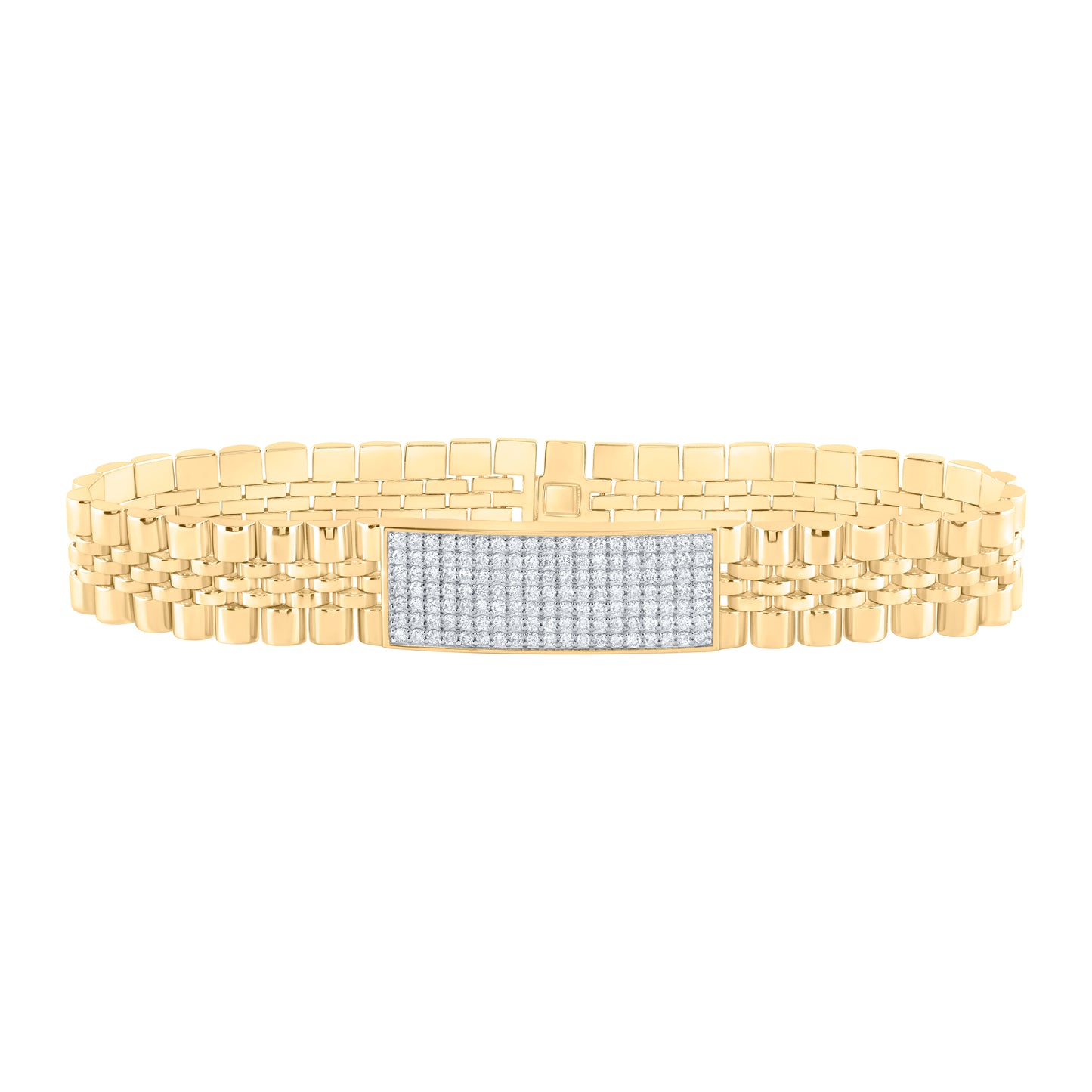 10kt Yellow Gold 1 7/8 Cttw Natural Diamond Mens Bracelet, Length: 8.5 Inch