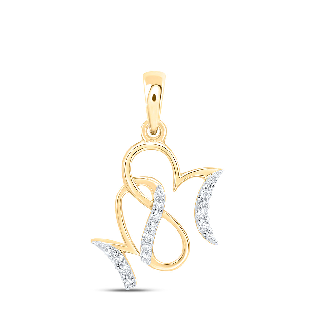 10kt Yellow Gold Natural Diamond "mom" Pendant