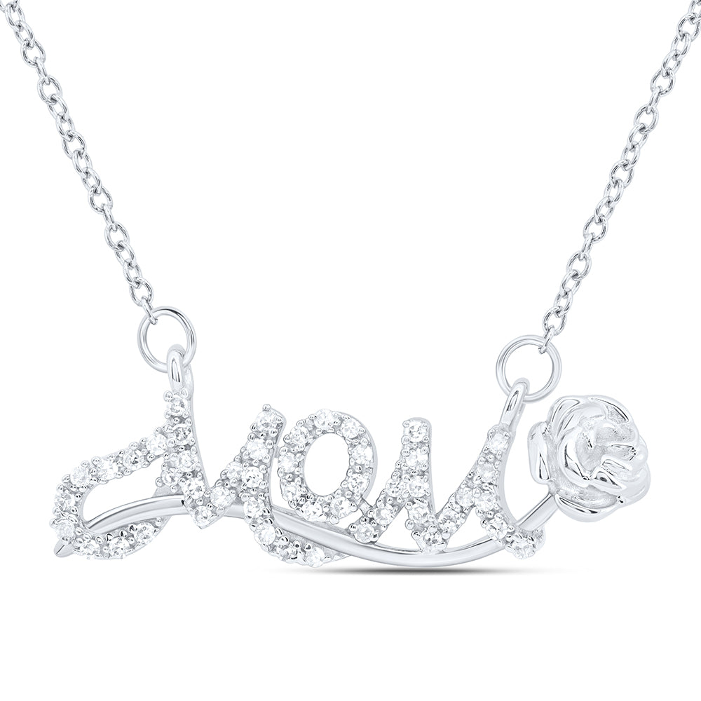 10kt Yellow Or White Gold Natural Diamond "mom" Necklace, Length: 18 Inch