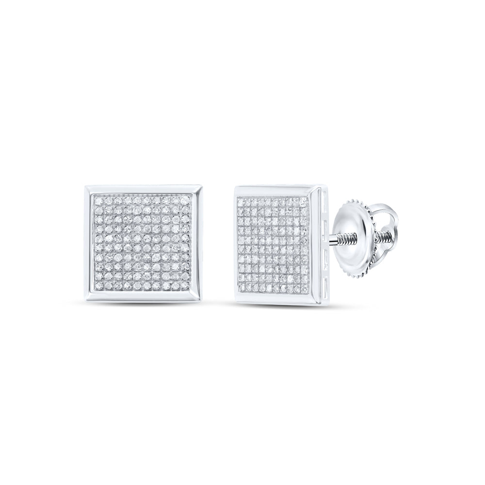 10kt White Gold 1.00 Cttw Diamond Micro-pave Square Earrings