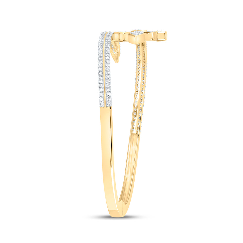 10kt Yellow Gold 2 Cttw Natural Diamond Fashion Cross Bangle ( 55 Mm )