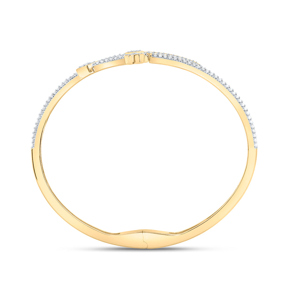 10kt Yellow Gold 2 Cttw Natural Diamond Fashion Cross Bangle ( 55 Mm )