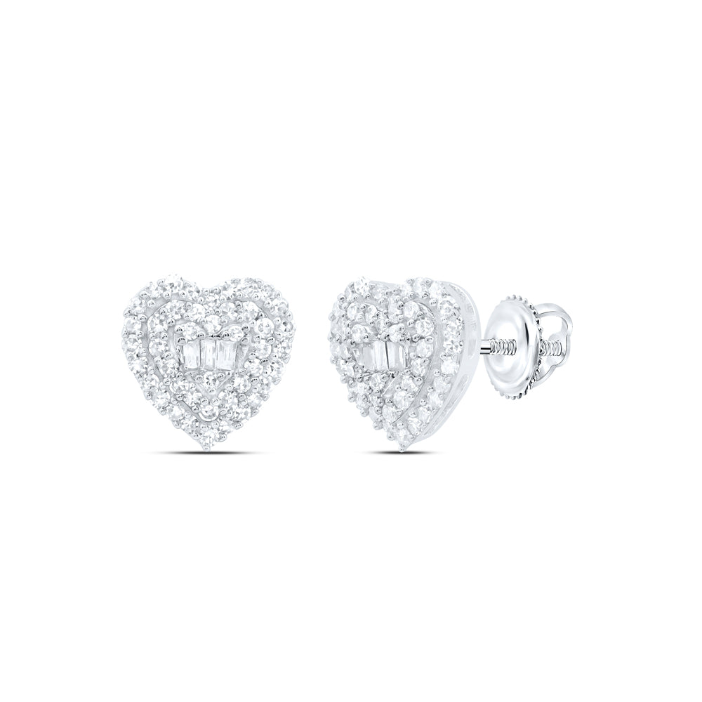 10kt White Gold 1/4 Cttw Natural Diamond Fashion Heart Stud Earring