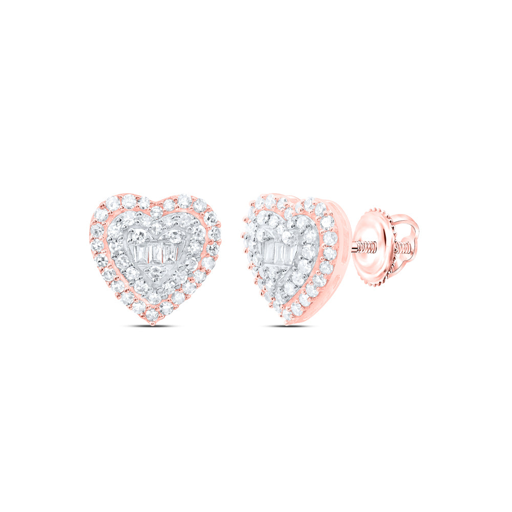10kt Rose Gold 1/2 Cttw Natural Diamond Fashion Heart Stud Earring