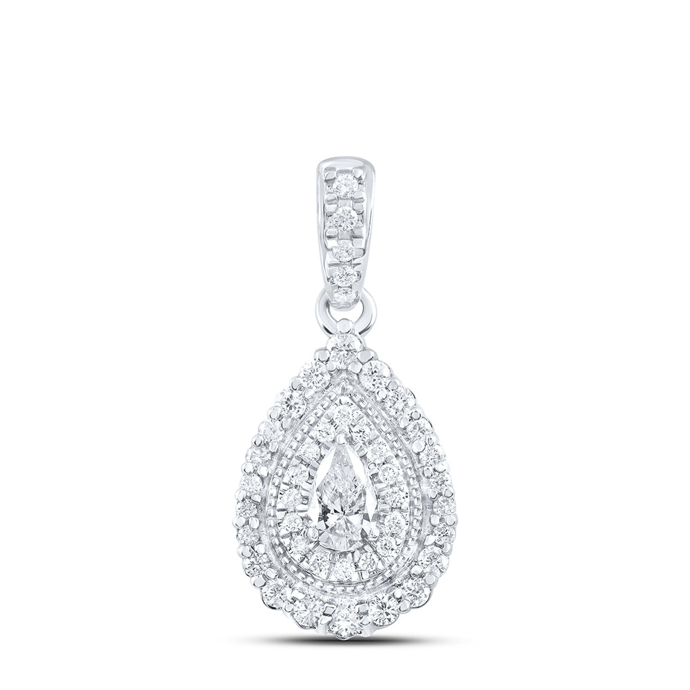 10K White Gold 3/8 Ctw Natural Diamond Fashion Pear Pendant