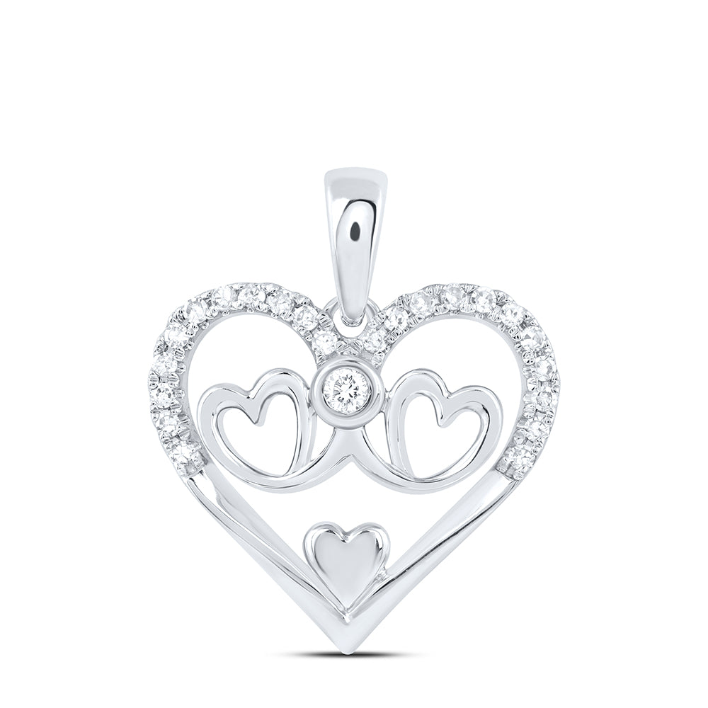 10kt White Gold 1/10 Cttw Natural Diamond Mom Heart Pendant