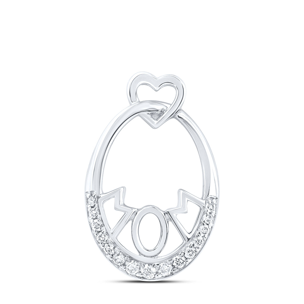 10kt White Gold 1/10 Cttw Natural Diamond Mom Heart Pendant