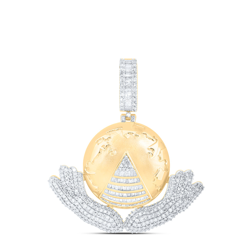 10kt Yellow Gold 2 Cttw Natural Diamond World Map Mens Charm