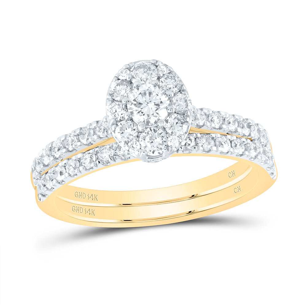 14kt Yellow Gold 1 Cttw Natural Diamond Round Single Halo Wedding Engagement Anniversary Bridal Set, Women Size: 5-9