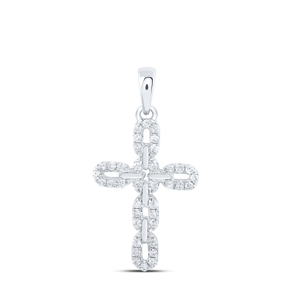 10kt White Gold 1/5 Cttw Natural Diamond Cross Pendant