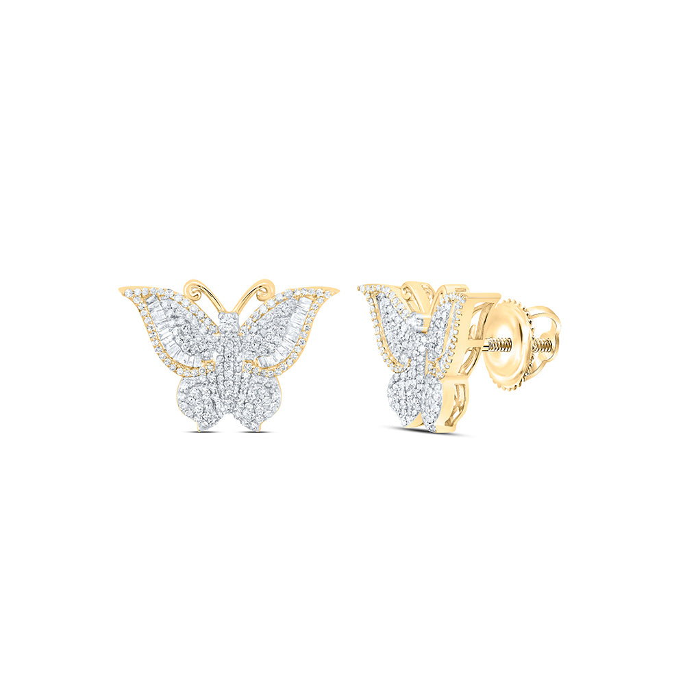 10kt Yellow Gold 1 1/2 Cttw Natural Diamond Fashion Butterfly Earring