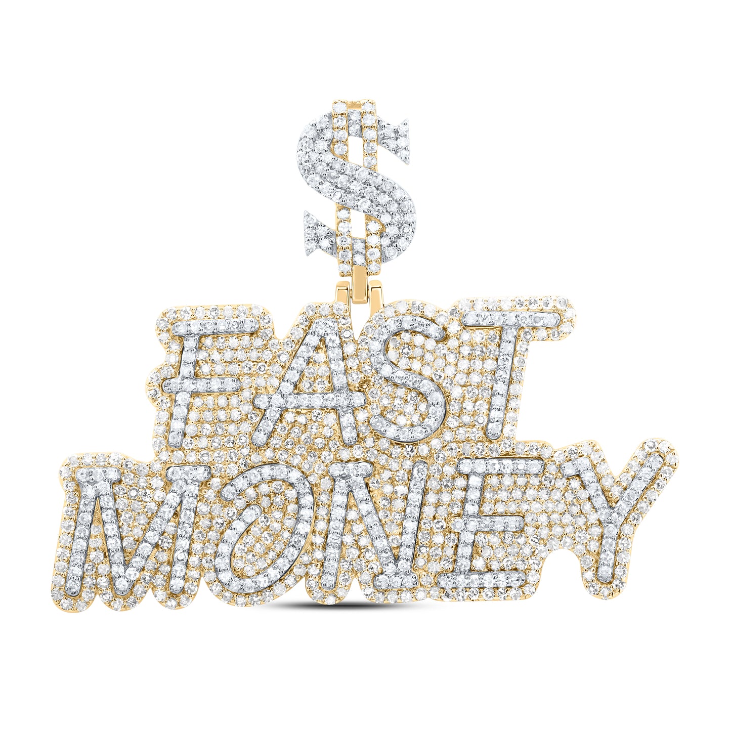 10kt Yellow Gold 2 7/8 Cttw Natural Diamond " Fast Money" Mens Charm