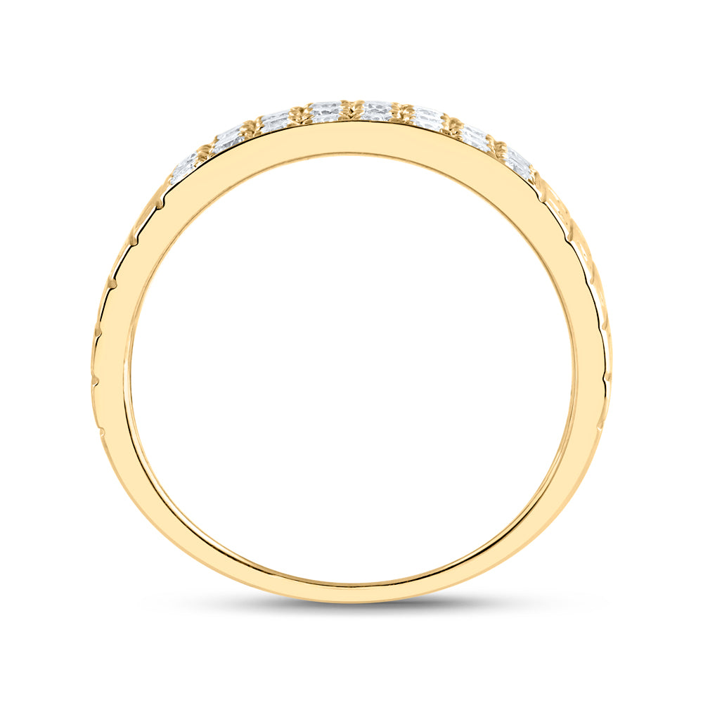 10kt Yellow Gold 7/8 Cttw Natural Diamond Mens Ring, Men Size: 8-12