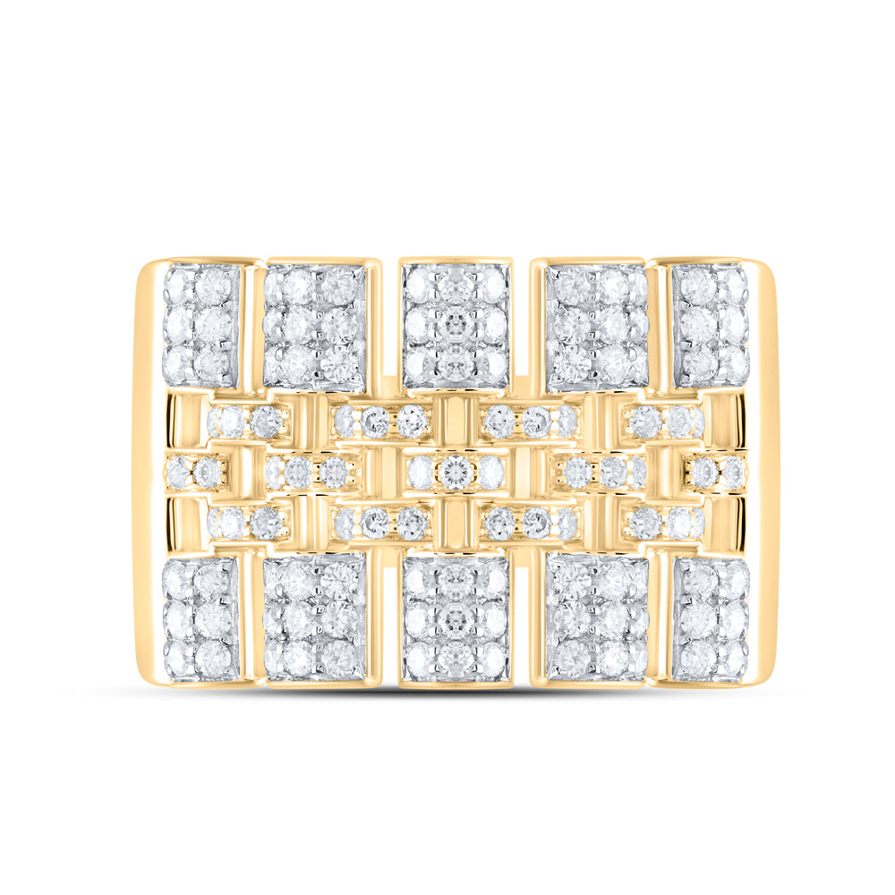10kt Yellow Gold 7/8 Cttw Natural Diamond Mens Ring, Men Size: 8-12