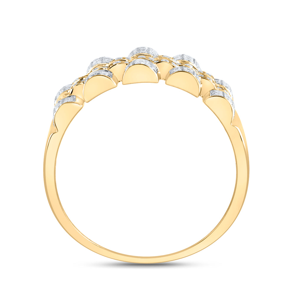 10kt Yellow Gold 7/8 Cttw Natural Diamond Mens Ring, Men Size: 8-12