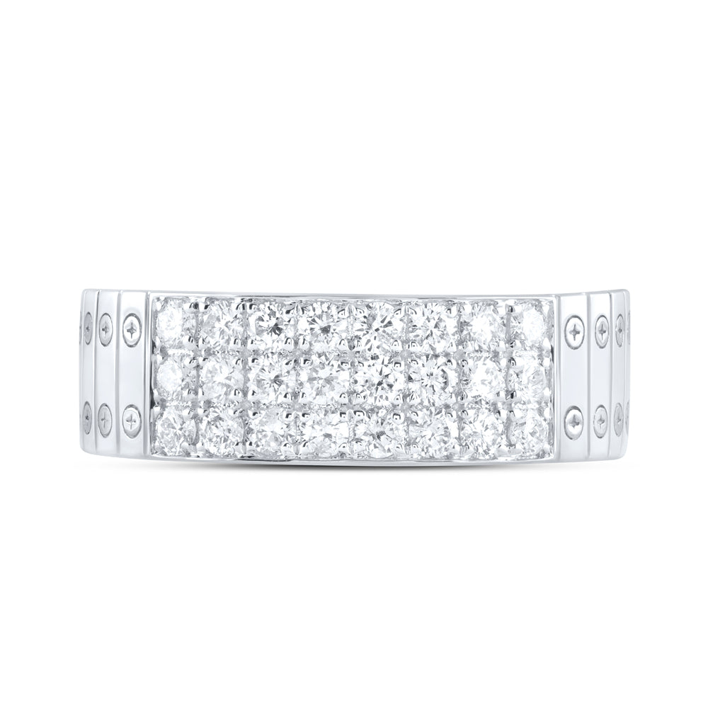 10K White Gold 7/8Ctw Natural Diamond Cn Mens Ring