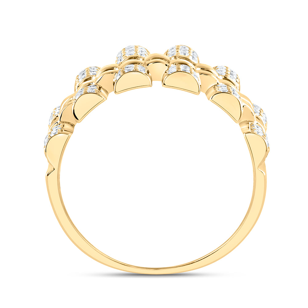 10kt Yellow Gold 3/4 Cttw Natural Diamond Mens Ring, Men Size: 8-12