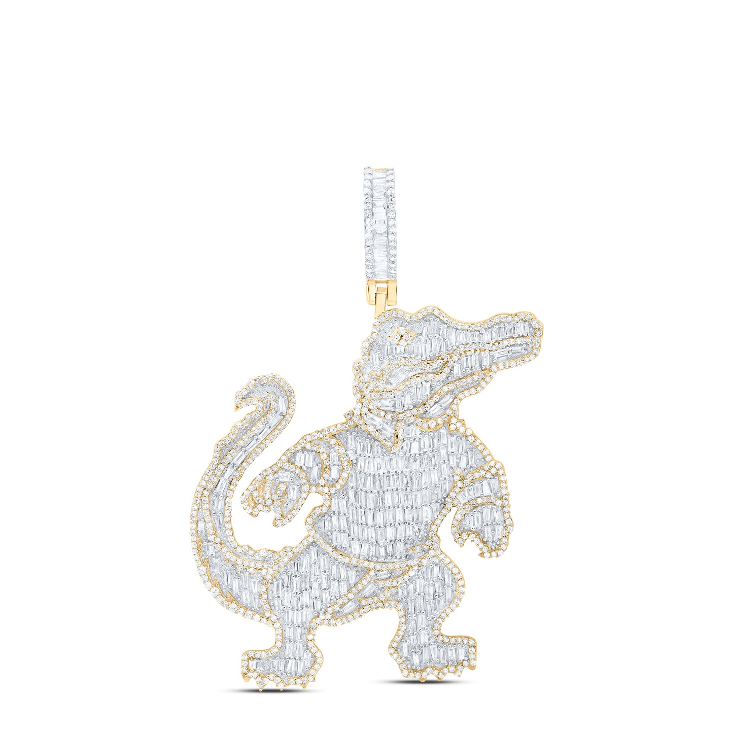 10kt Yellow Gold 3 3/8 Cttw Natural Diamond Crocodile Mens Charm