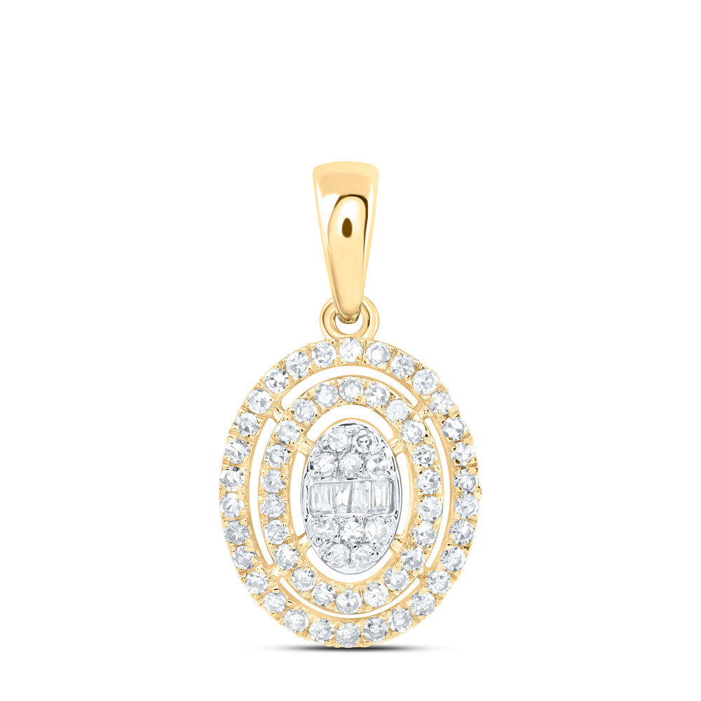 10kt Yellow Gold 1/3 Cttw Natural Diamond Fashion Oval Pendant