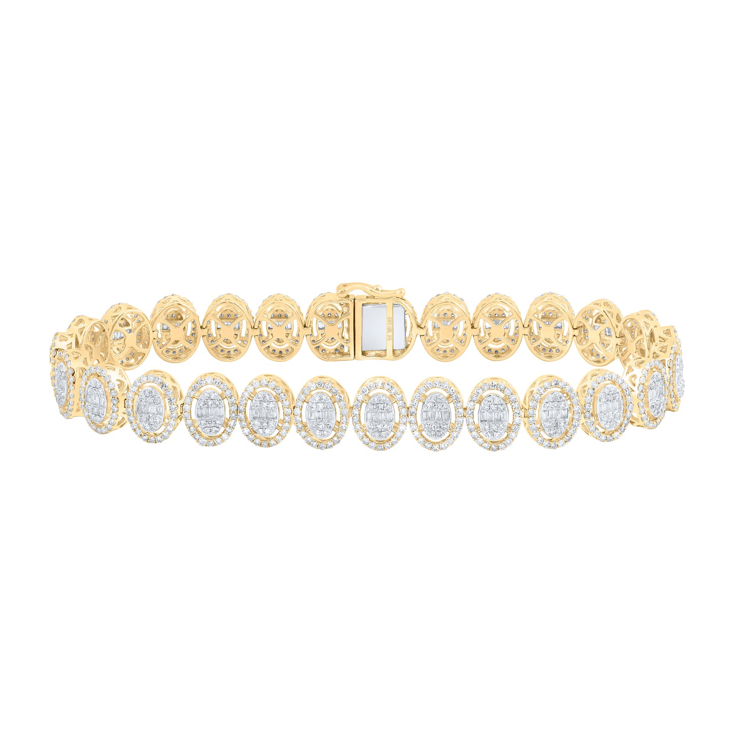 10kt Yellow Gold 5 Cttw Natural Diamond Fashion Oval Bracelet, Length: 8.5 Inch