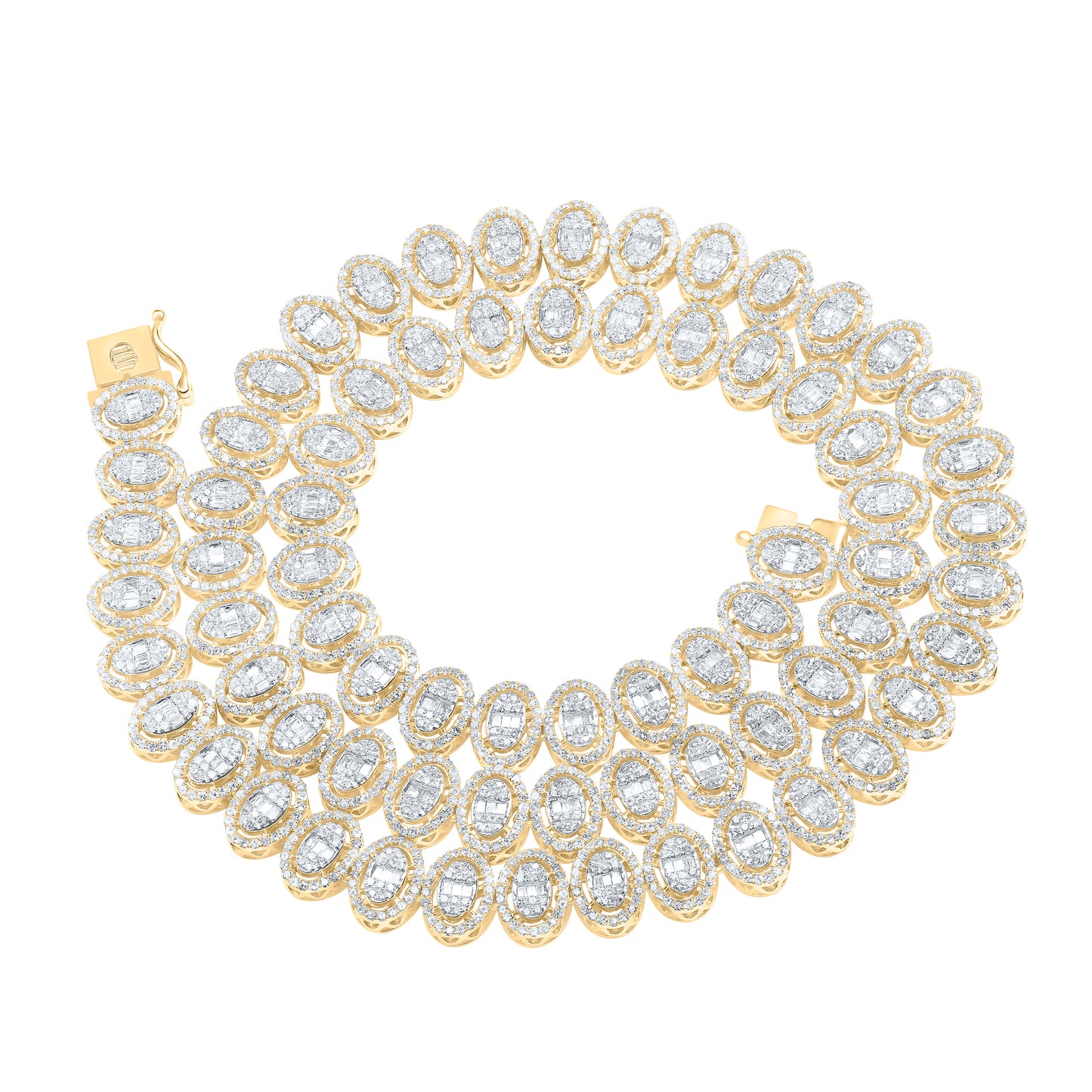 10kt Yellow Gold 13 Cttw Natural Diamond Oval Mens Chain, Length: 22 Inch