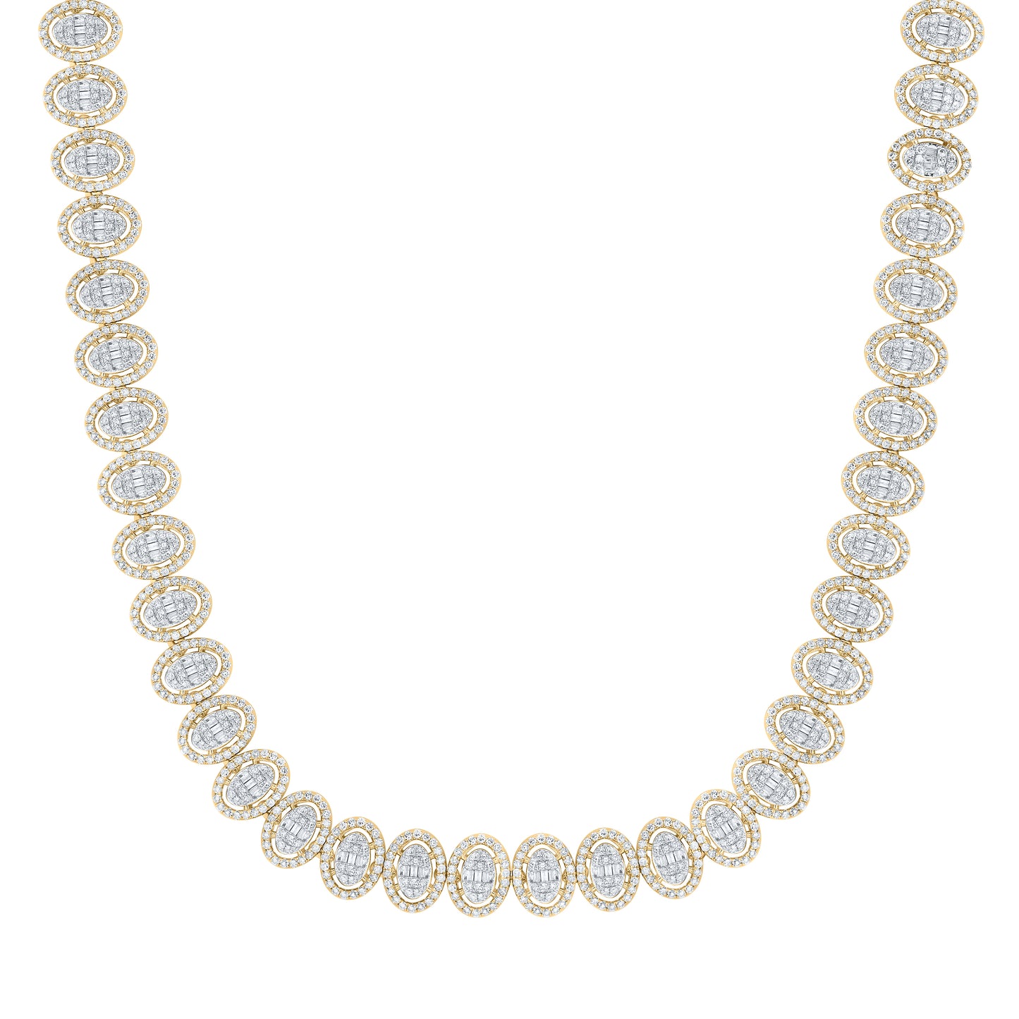 10kt Yellow Gold 13 Cttw Natural Diamond Oval Mens Chain, Length: 22 Inch