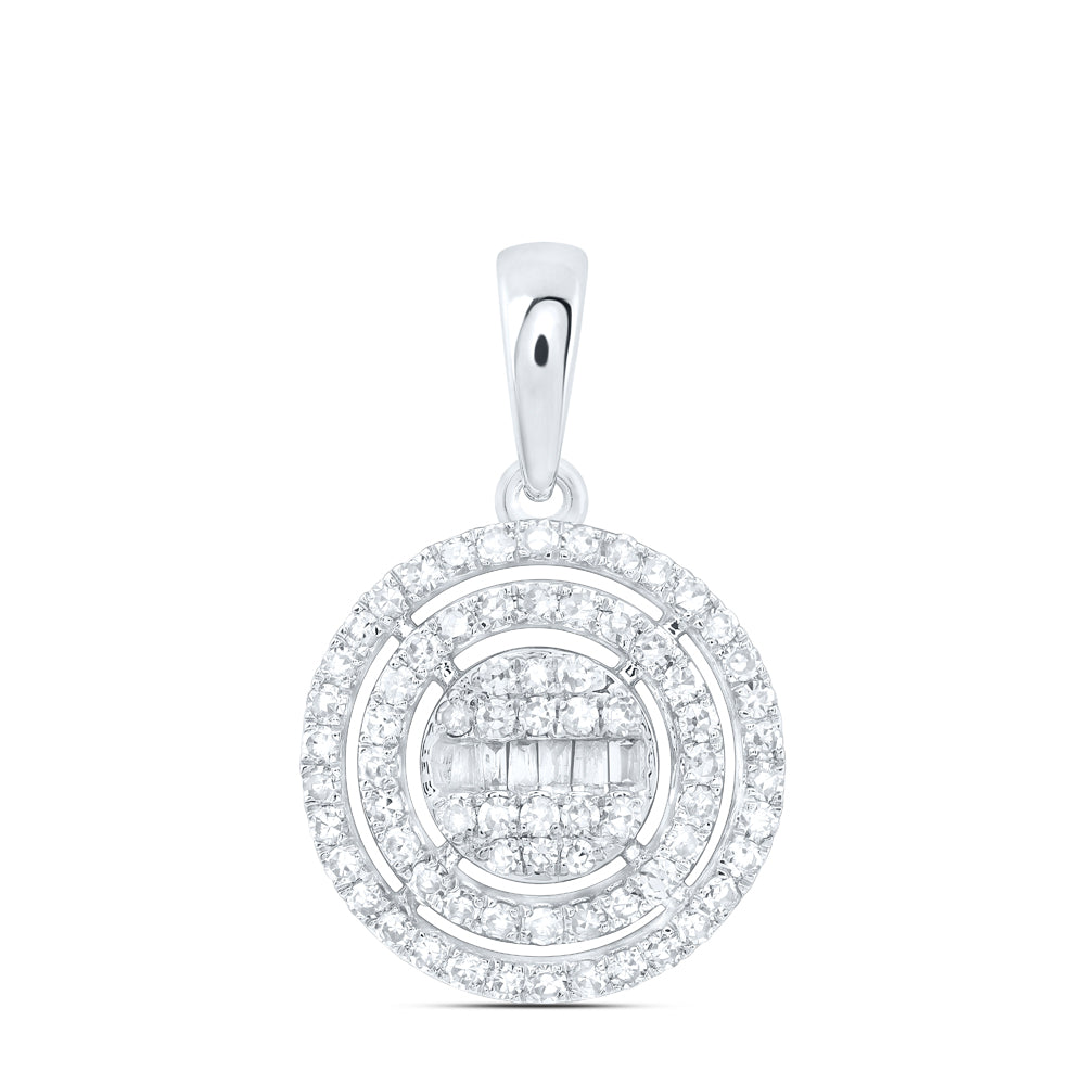 10kt White Gold 3/8 Cttw Natural Diamond Fashion Round Pendant