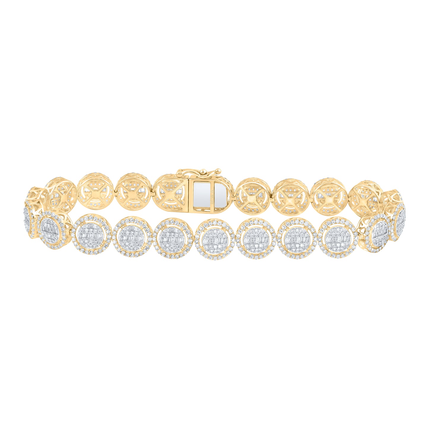 10kt Yellow Gold 5 1/4 Cttw Natural Diamond Fashion Round Bracelet, Length: 8.5 Inch