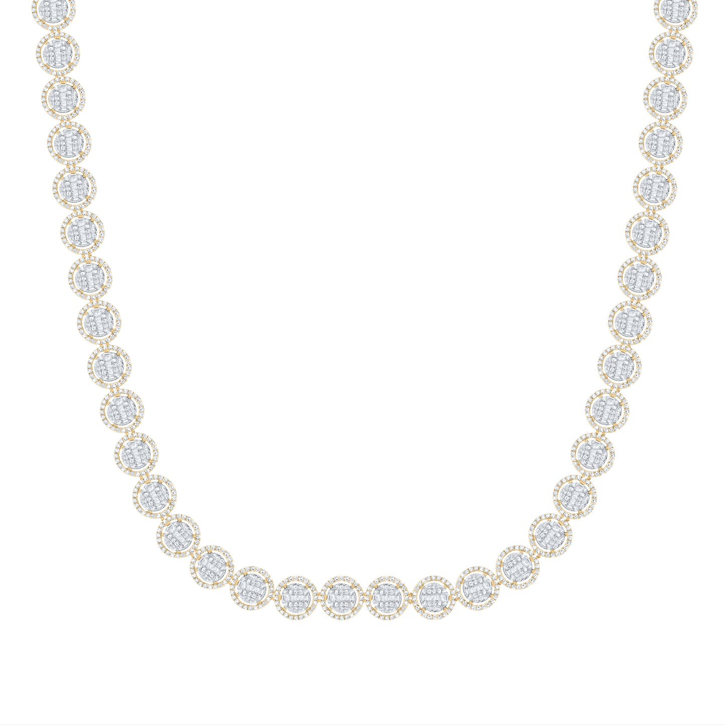 10kt Yellow Gold 13 5/8 Cttw Natural Diamond Fashion Round Necklace, Length: 22 Inch