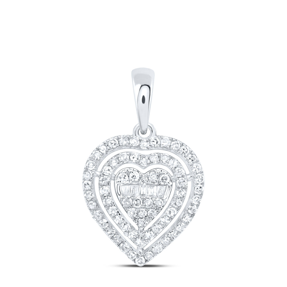 10kt White Gold 3/8 Cttw Natural Diamond Fashion Heart Pendant