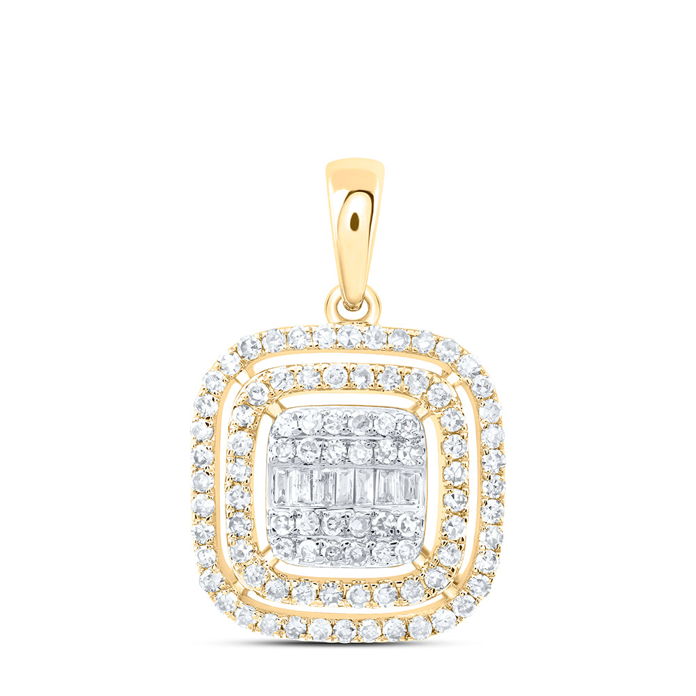 10kt Yellow Gold 1/2 Cttw Natural Diamond Fashion Cushion Pendant