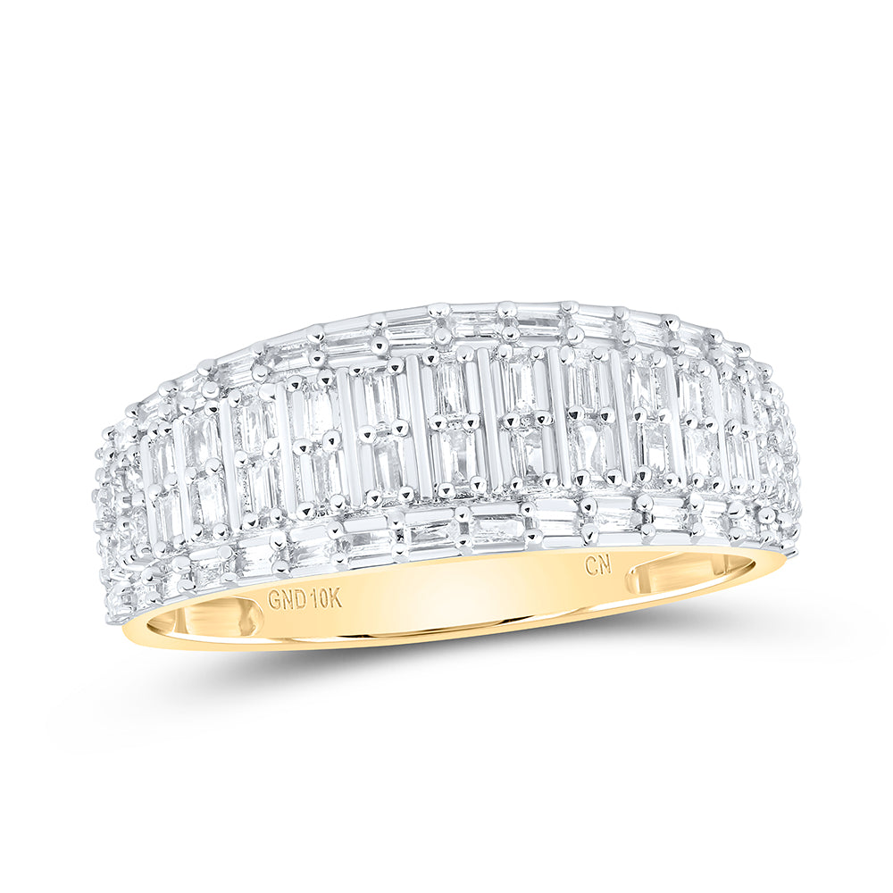 10kt Yellow Gold His & Hers 1 3/8 Cttw Natural Diamond Fashion Bridal Wedding Ring Band Set, Women Size: 5-9, Men Size: 8-12