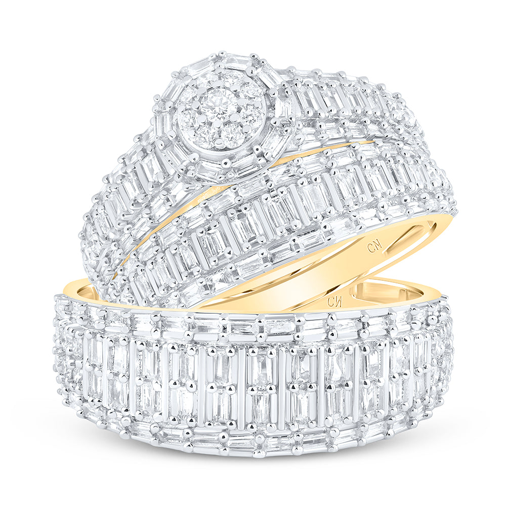 10kt Yellow Gold His & Hers 1 3/8 Cttw Natural Diamond Fashion Bridal Wedding Ring Band Set, Women Size: 5-9, Men Size: 8-12